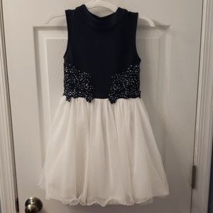 Navy and white little girls dress